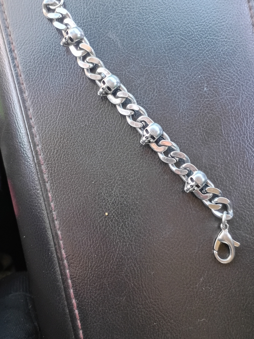 Men's Skull Chain Bracelet - Silver